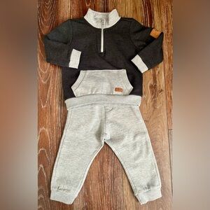 NWOT 7 For All Mankind Grey/Charcoal Pullover Zipper Sweater Set Size 18 Months